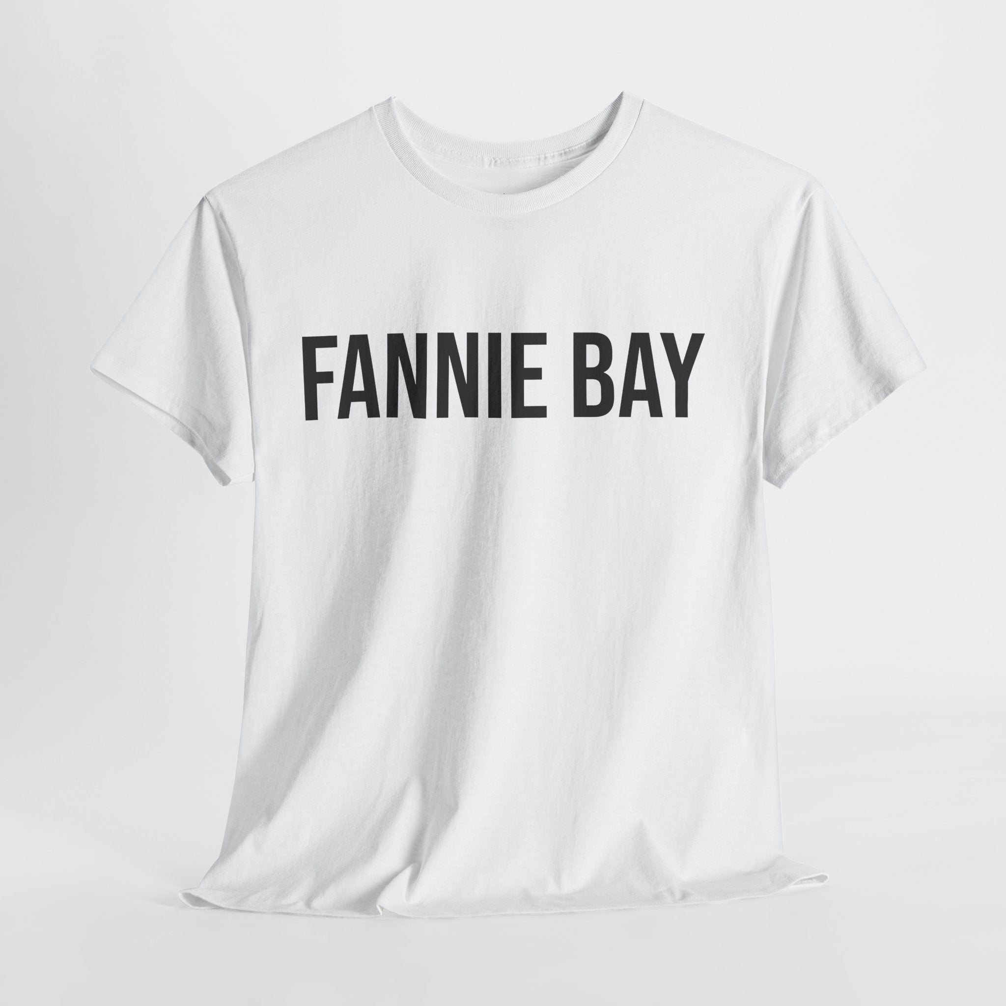 FANNIE BAY - Minimal Bold Lettering Cotton T‑Shirt