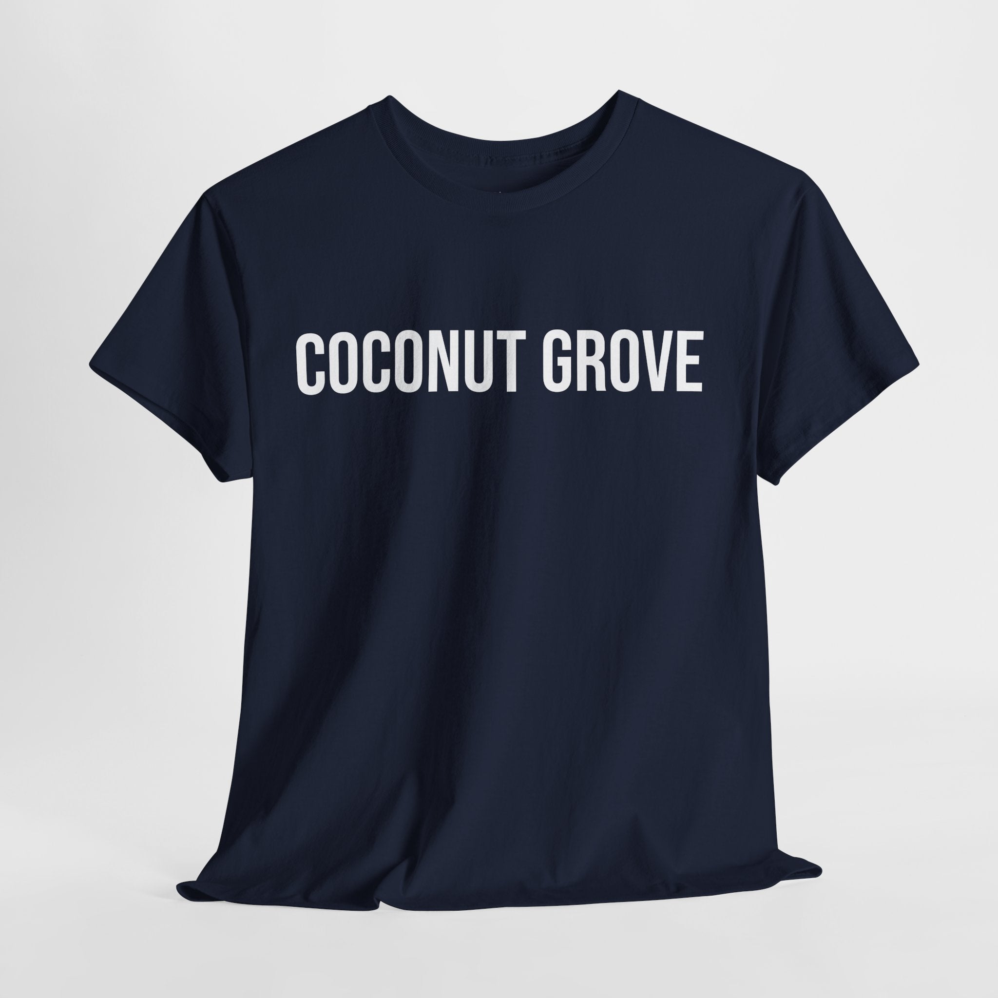 COCONUT GROVE - Minimal Bold Lettering Cotton T‑Shirt