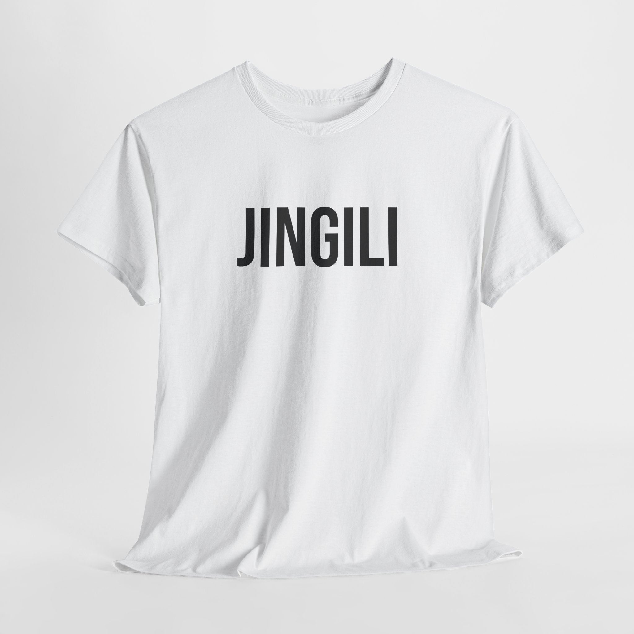 JINGILI - Minimal Bold Lettering Cotton T‑Shirt