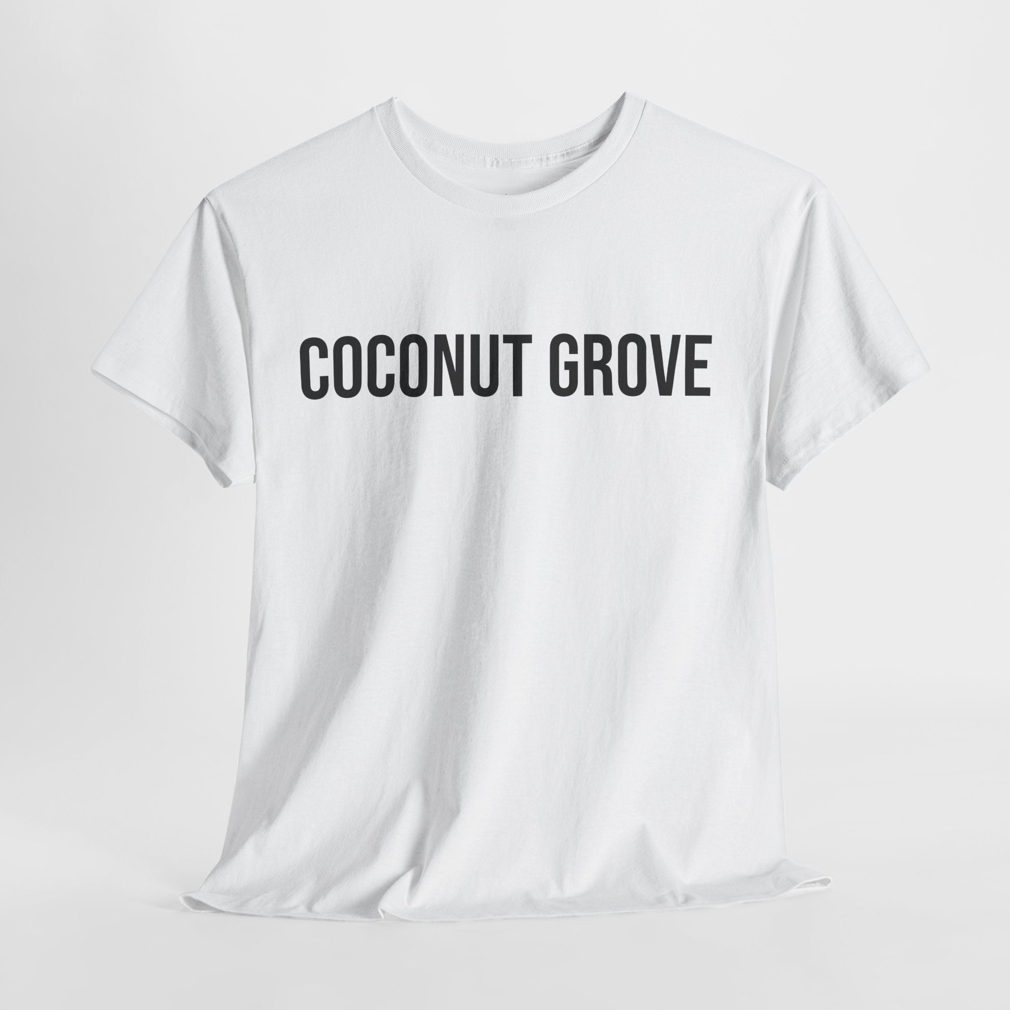 COCONUT GROVE - Minimal Bold Lettering Cotton T‑Shirt